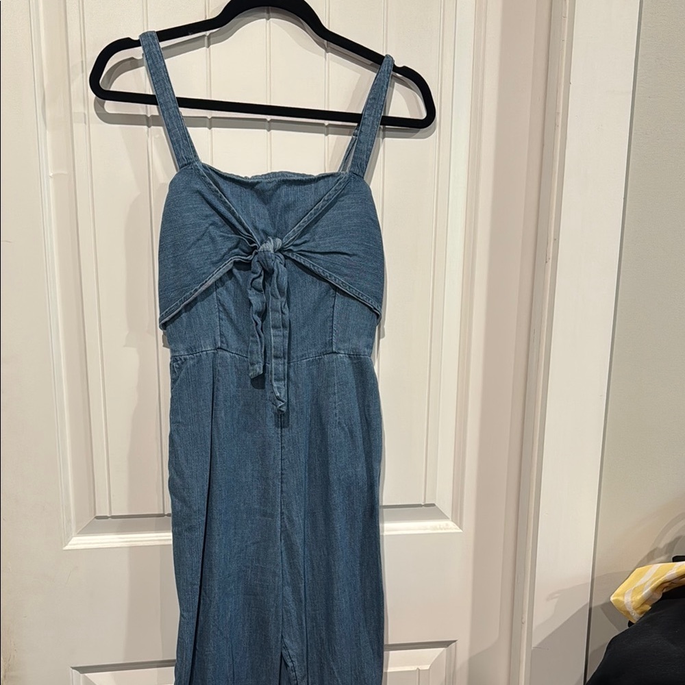Denim Tie-Front Jumpsuit